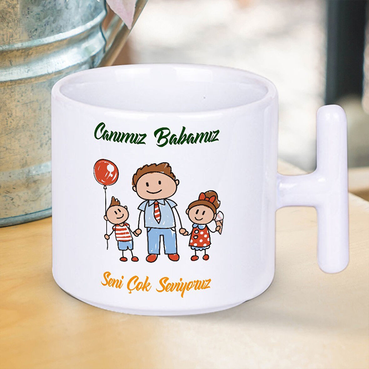 Canımız Babamız Seni Çok Seviyoruz Yazılı Babalar Gününe Özel Hediyelik T Kupa Bardak