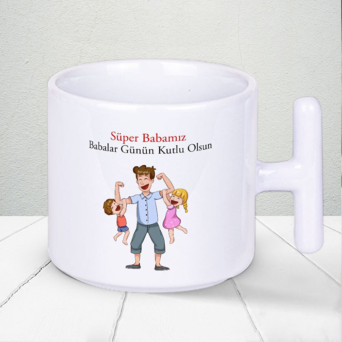 Süper Babamız Babalar Günün Kutlu Olsun Yazılı Hediyelik T Kupa Bardak