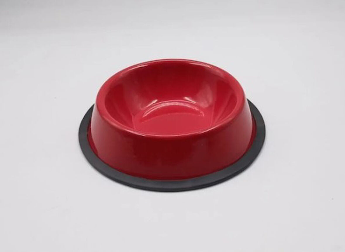 Kırmızı Çelik Kedi Köpek Mama-Su Kabı 16 Cm