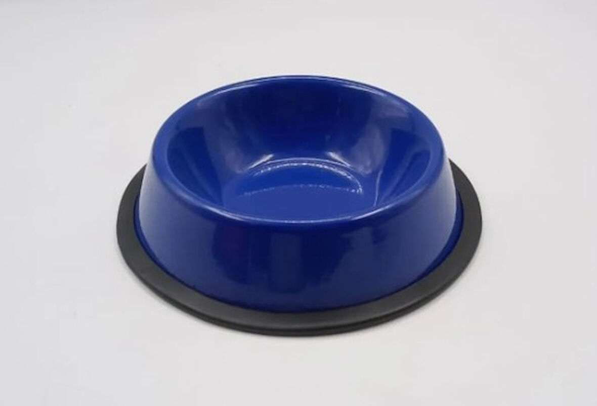 Mavi Çelik Kedi Köpek Mama-Su Kabı 16 Cm