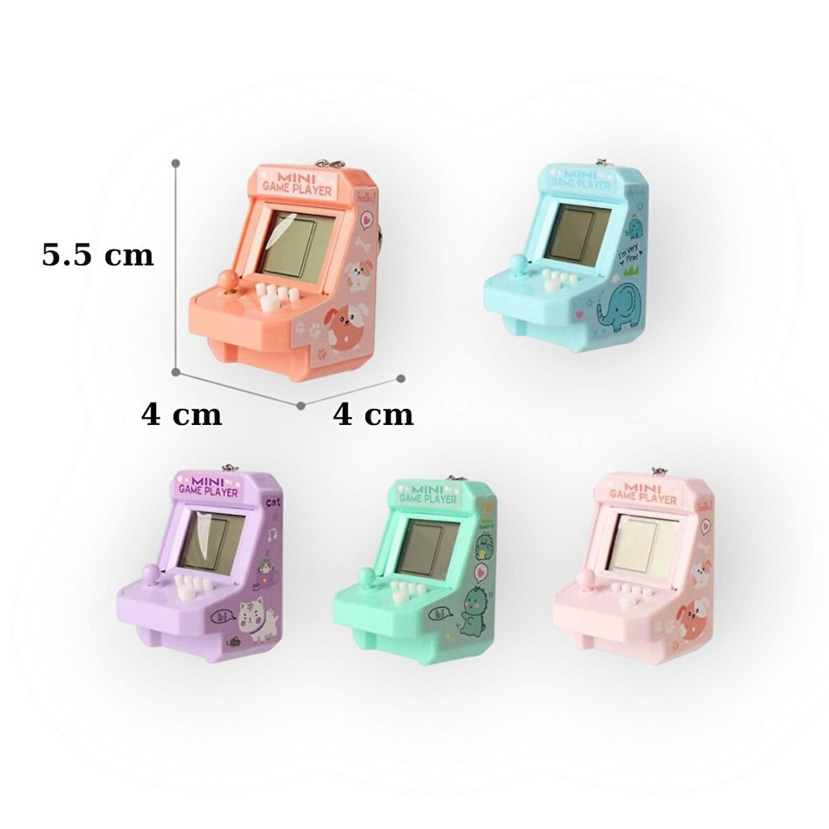 Tetris Anahtarlık Mini Retro Oyun Konsolu Çanta Süsü-Anahtarlık (1 Adet)