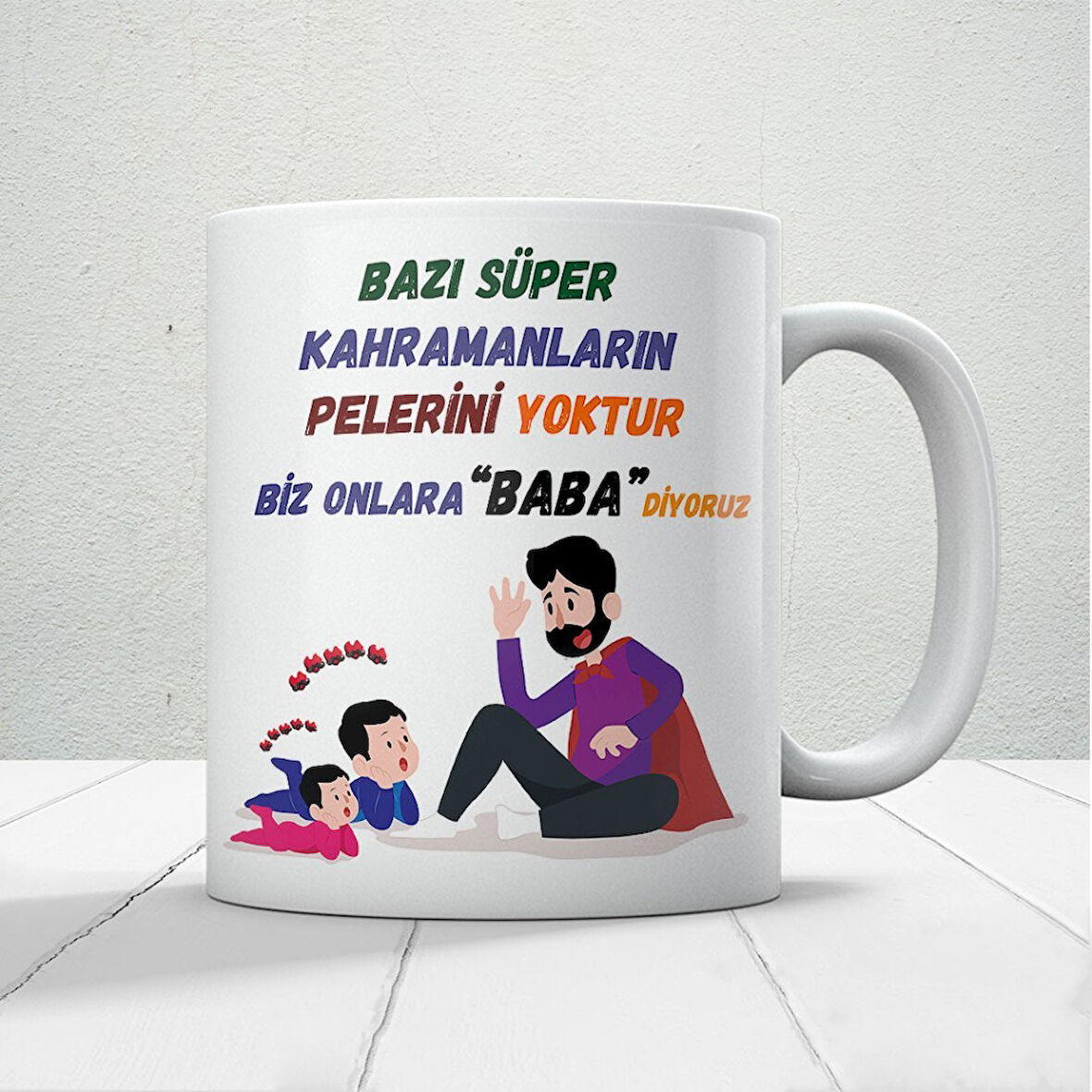Bazı Kahramanların Pelerini Yoktur Baskılı Babalar Günü Kupa Bardak Kahve Kupa Bardak