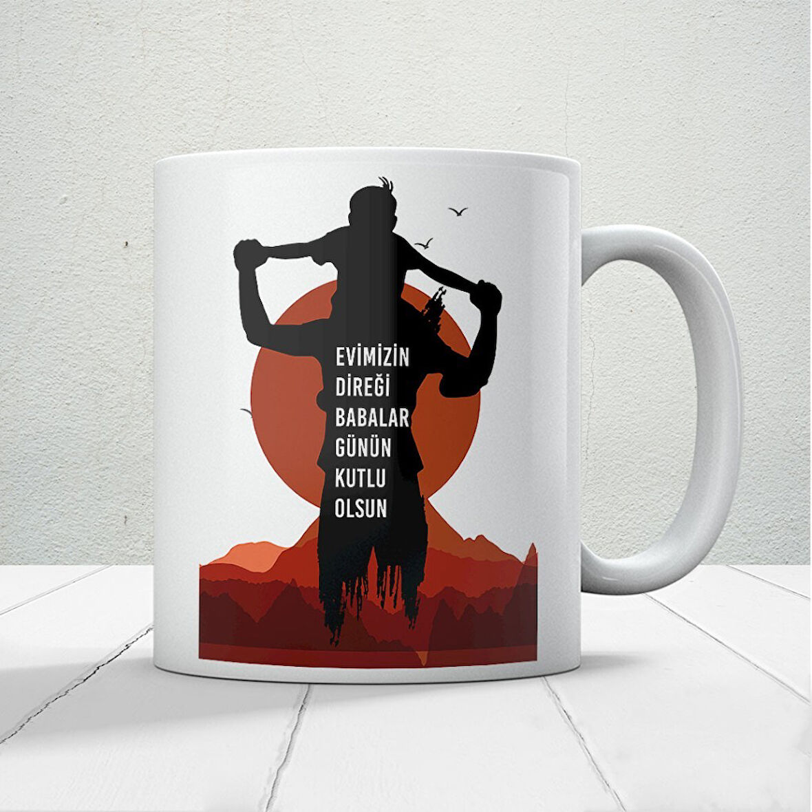 Evimizin Direği Baskılı Babalar Günü Kupa Bardak Kahve Kupa Bardak