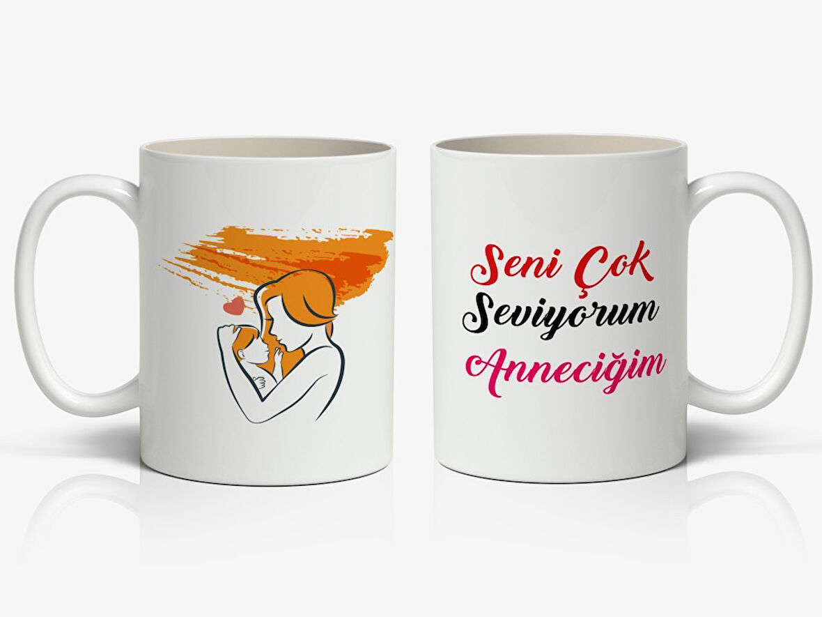 Seni Çok Seviyorum Anneciğim Yazılı 1 Adet Anneye Sevgi Dolu Bir Hatıra Anneler Günü Hediyelik Kupa Mod1
