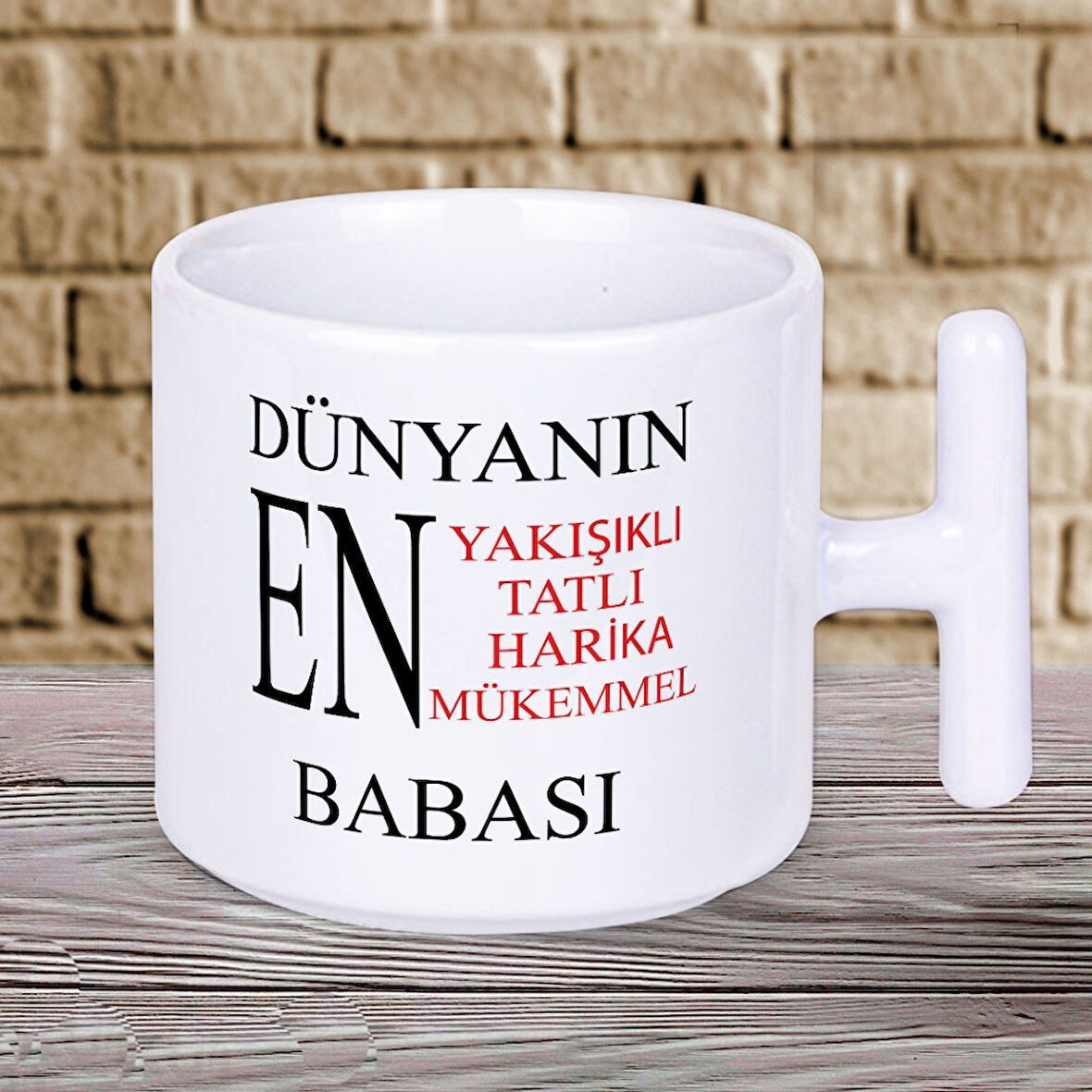 Dünyanın En Yakışıklı Babası Yazılı 1 Adet T Kupa Babalar Günü Hediyelik T Kupa Bardak