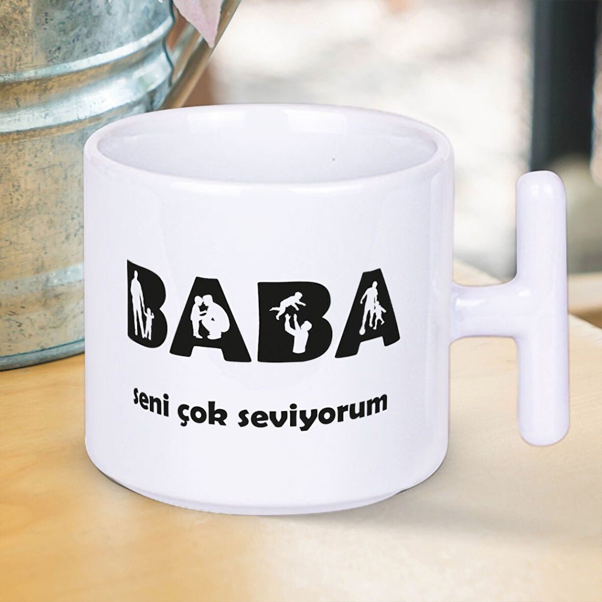BABA Seni Çok Seviyorum Baskılı Babalar Gününe Özel Hediyelik T Kupa Bardak
