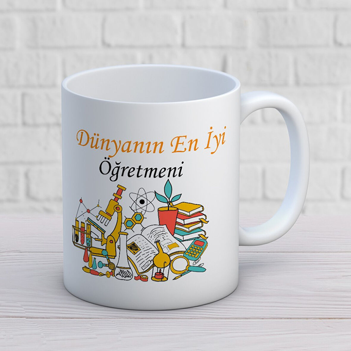 Dünyanın En İyi Öğretmeni - Öğretmenler Günü Temalı Baskılı Kupa Bardak Mod1