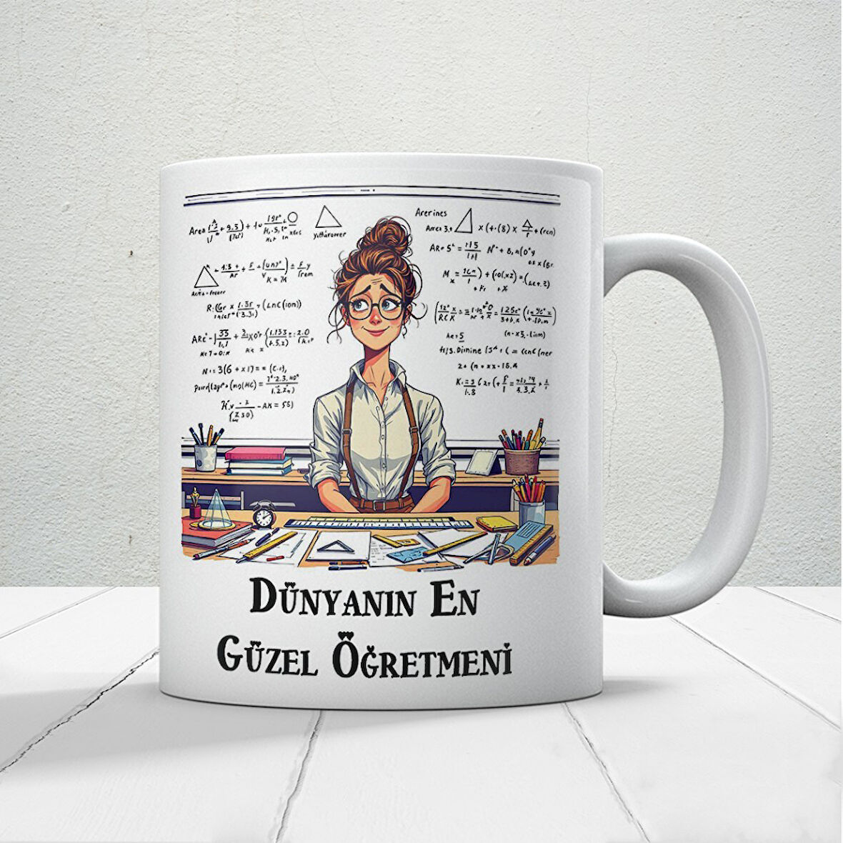 Dünyanın En Güzel Öğretmenine Özel Öğretmenler Günü Hediyelik Baskılı Kupa