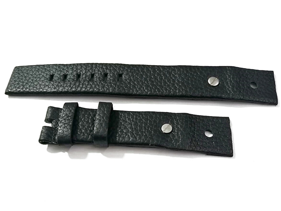 Dizel Uyumlu vidalı Saat Kordonu Hakiki Deri 22 mm  siyah vidalı