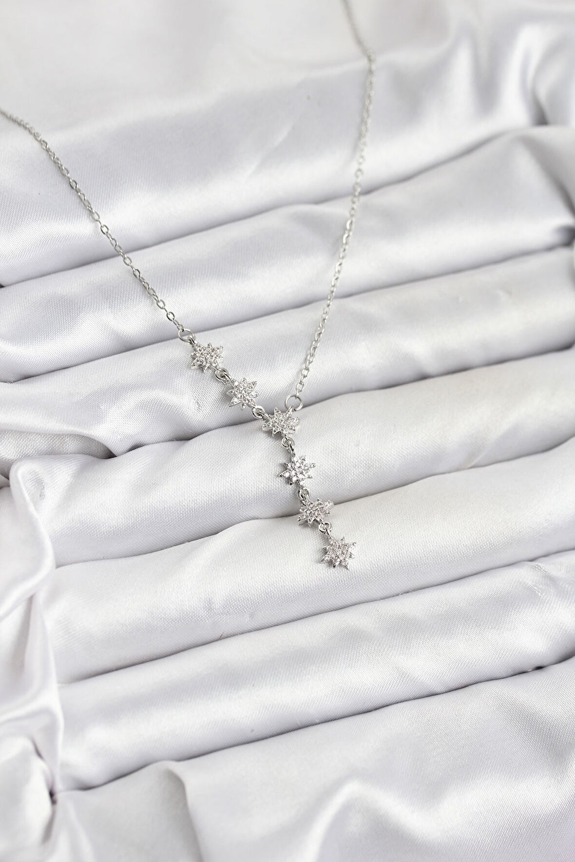 316L Çelik Zincir Gümüş Renk Kutup Yıldızı Model Kadın Kolye