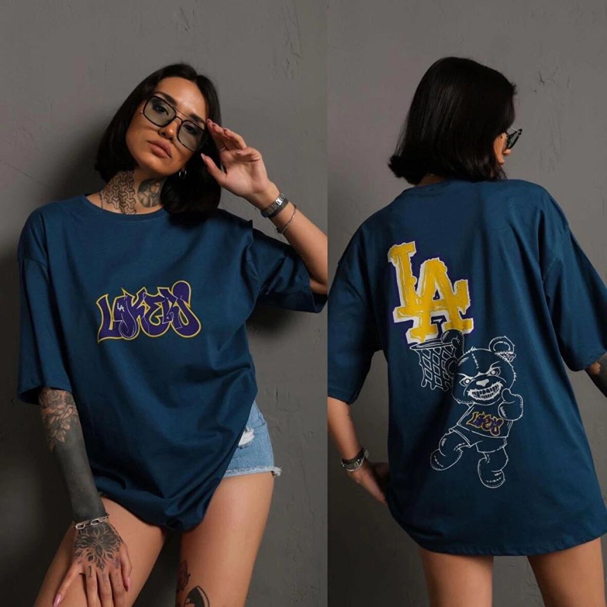 LA Arka Baskılı Tişört