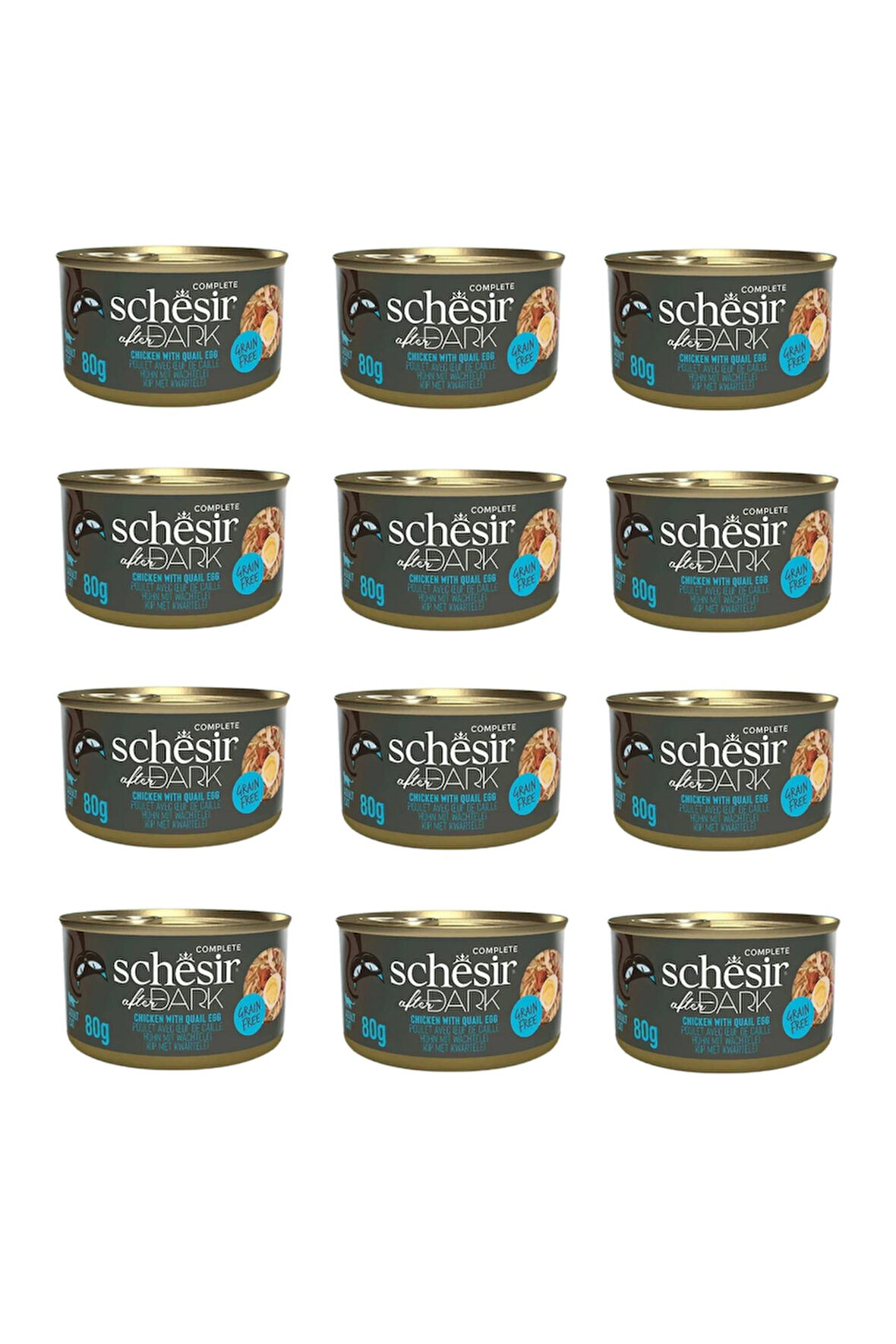 Schesir After Dark Parça Etli Tavuk ve Bıldırcın Yumurtalı Kedi Konserve 80 Gr. X 12 Adet