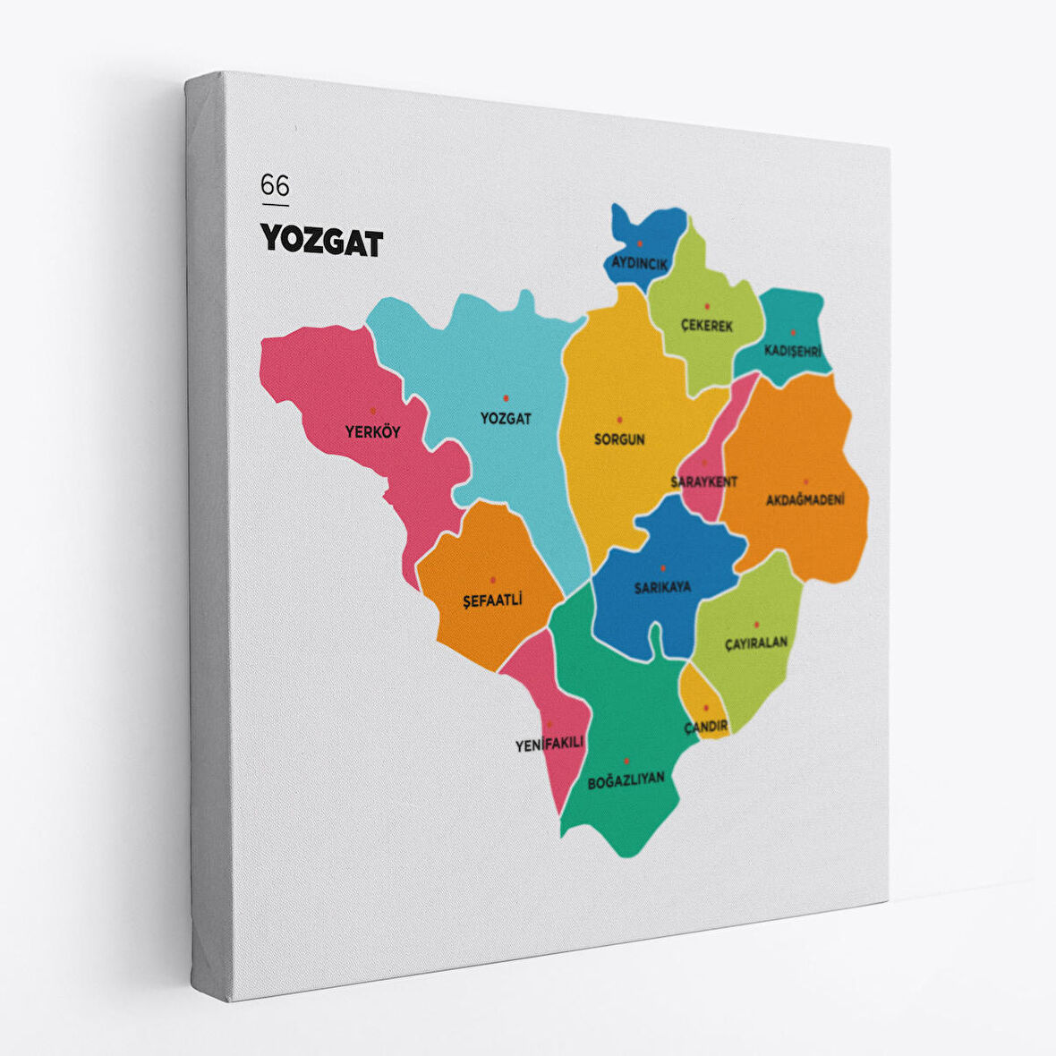 Harita Sepeti Yozgat İli ve İlçeler Haritası Dekoratif Kanvas Tablo 1484