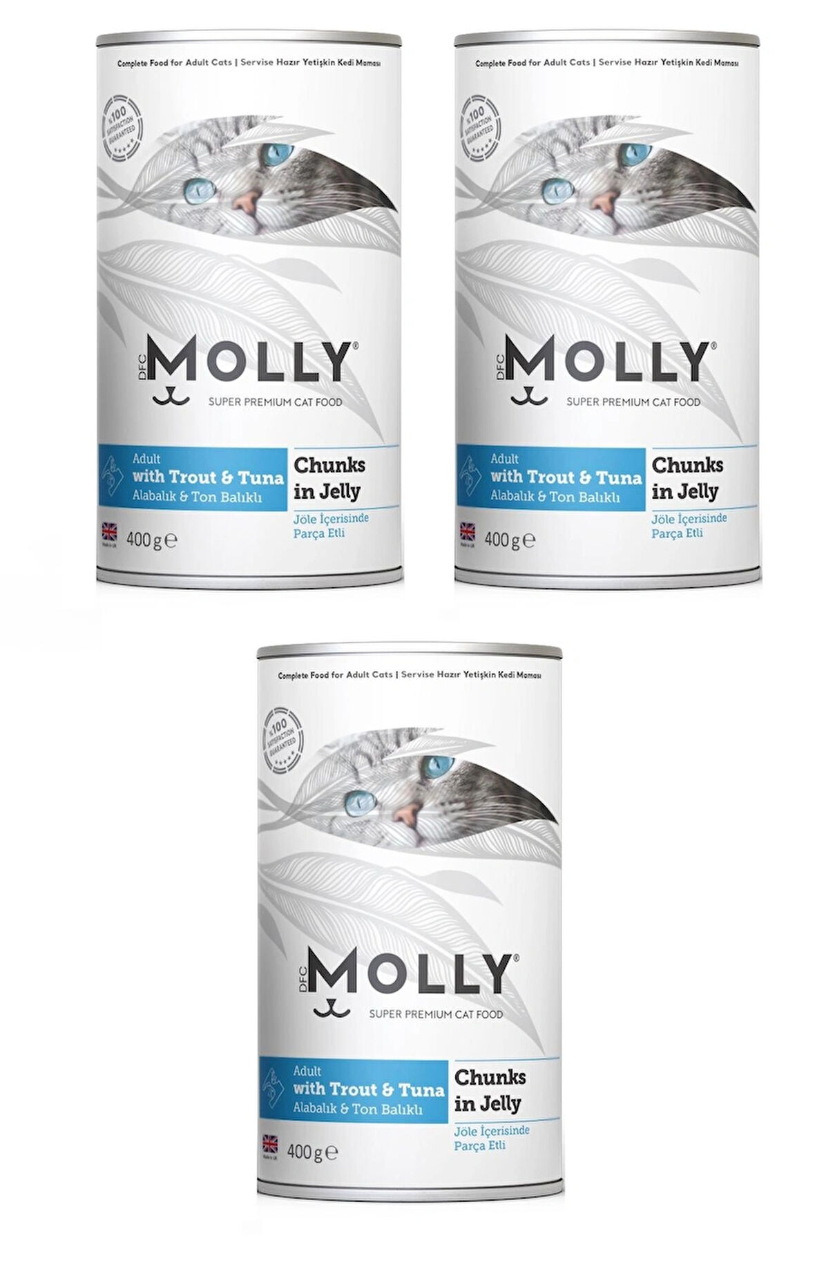Molly Alabalıklı ve Ton Balıklı Jöleli Kedi Konservesi 400 Gr. X 3 Adet