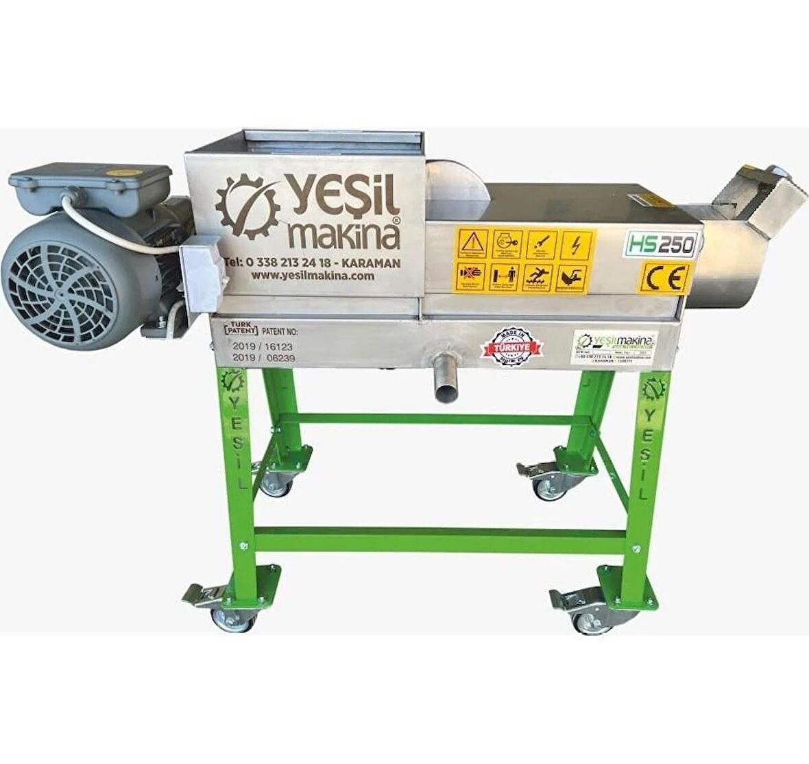 Yeşil HS250 220v 250kg/s Helezonlu Şıra Makinası Üzüm Sıkma Makinası