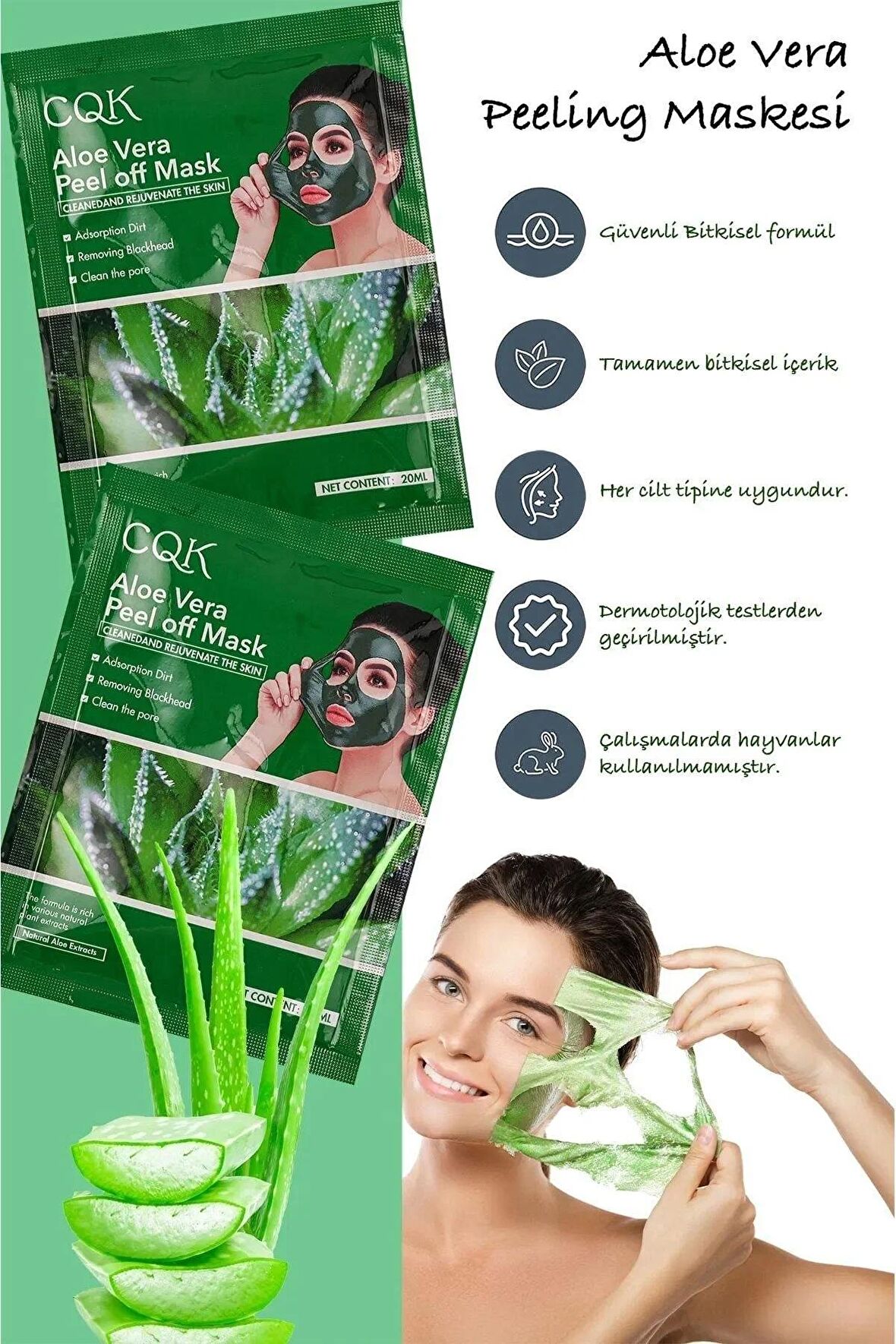 Aloe Vera Kürü Sürülebilir Yüz Maskesi 20 Gram 1 Adet