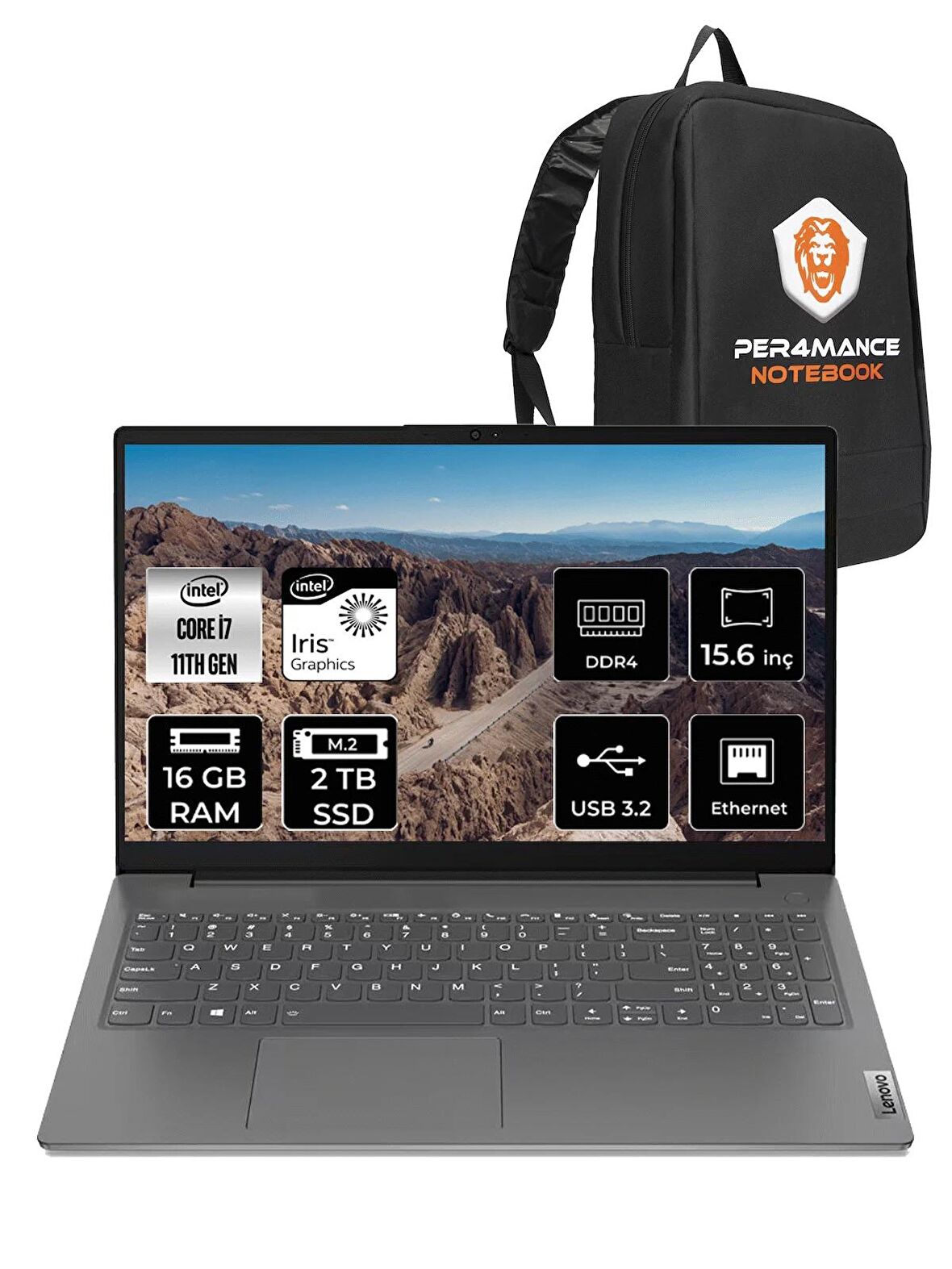 LENOVO V15 G2 i7 -1165G7 16GB 2TB SSD 15.6" FHD FDOS 82KB00CBTX & PER4 ÇANTA
