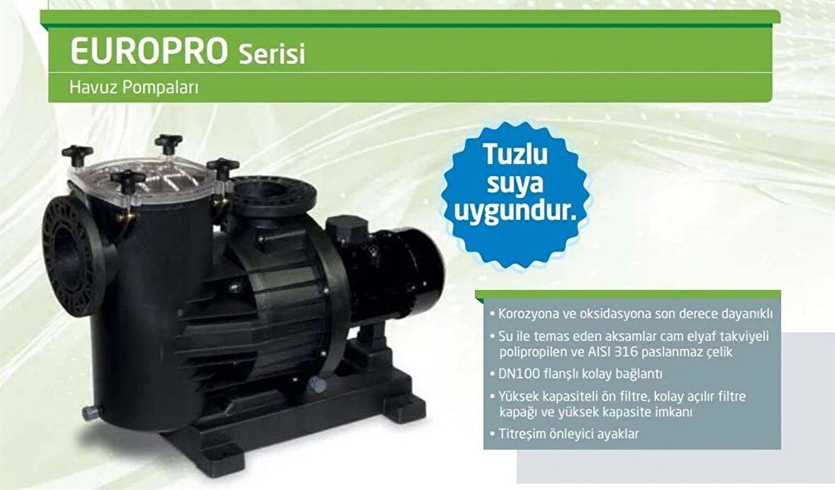 Santem-Dab Europro 1250T, 12,5Hp-9,2Kw Trifaze Havuz Pompası