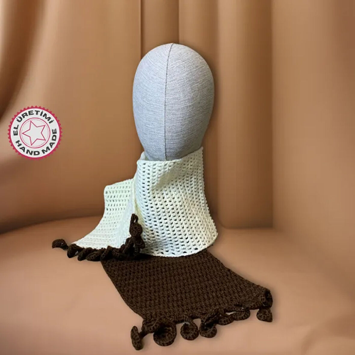 Uretti - Kadir 7704 El Yapımı Örgü İki Renkli Atkı