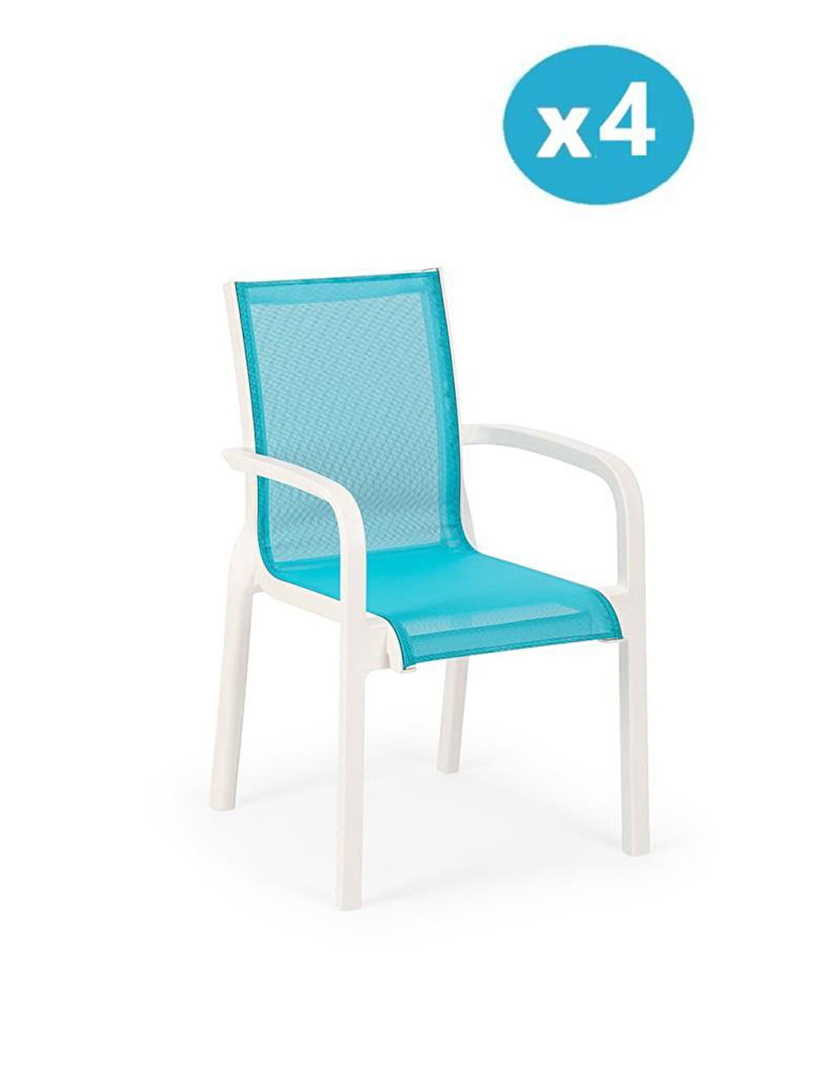 Omnipazar SY-2528 Plastik Fileli Bahçe Koltuk Sandalye 4'lü Set