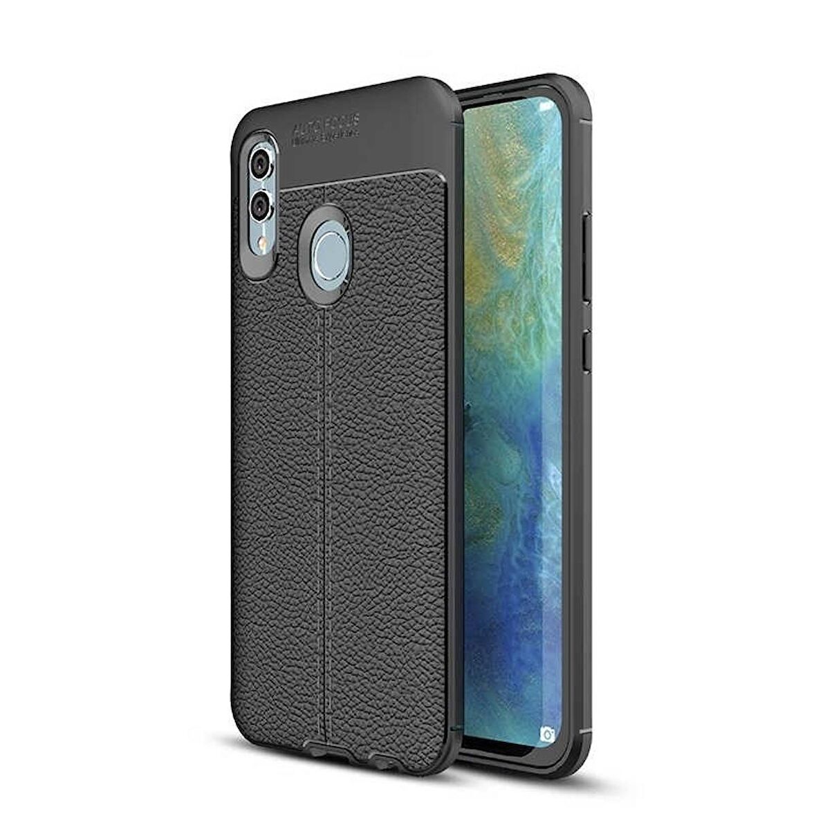Smcase Samsung Galaxy A30 Kılıf Deri Dokulu Silikon   Nano Ekran Koruyucu