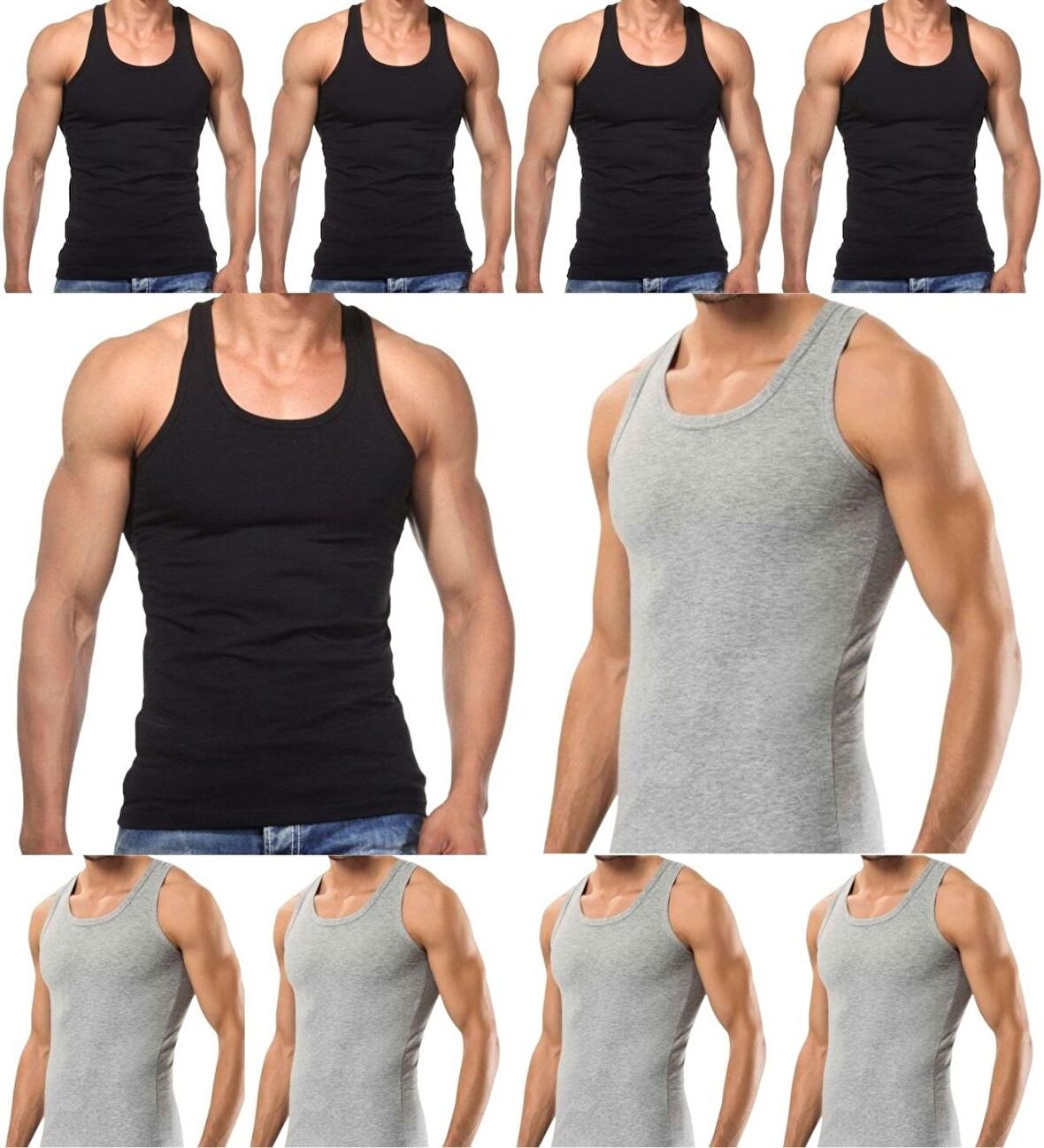 10 Adet Erkek Slim Fit Dar Kalıp Likralı Penye Sporcu Atleti(Rambo Atleti)