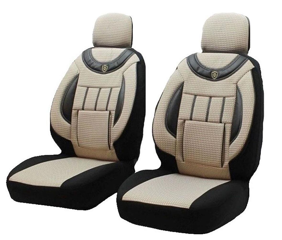 Fiat Fiorino Uyumlu 1+1 Panelvan Koltuk Kılıfı - BEJ - SİYAH