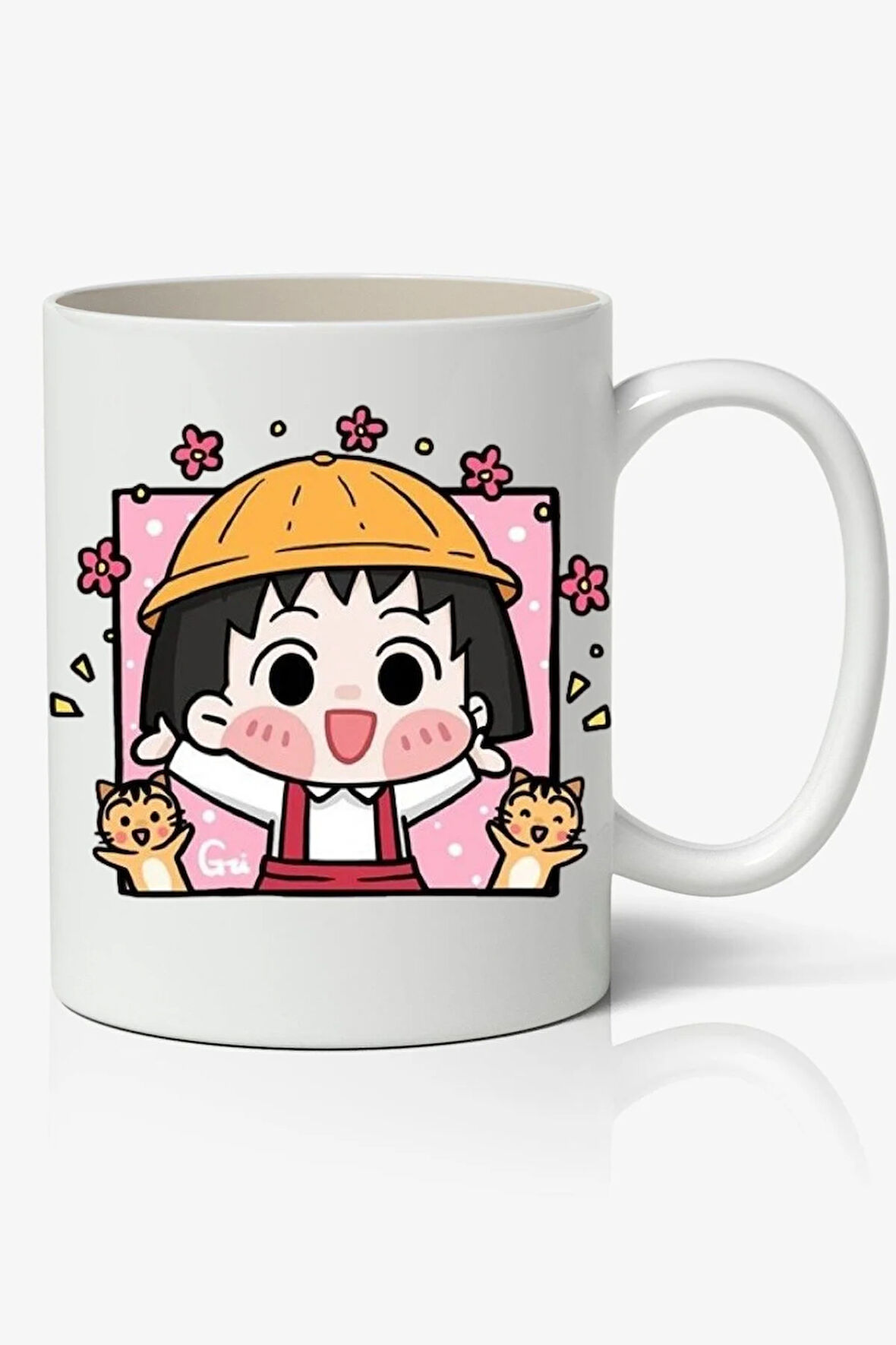 Chibi Maruko-chan Avatar Anime Temalı Beyaz Kupa Bardak Sevgiliye Arkadaşa Hediye