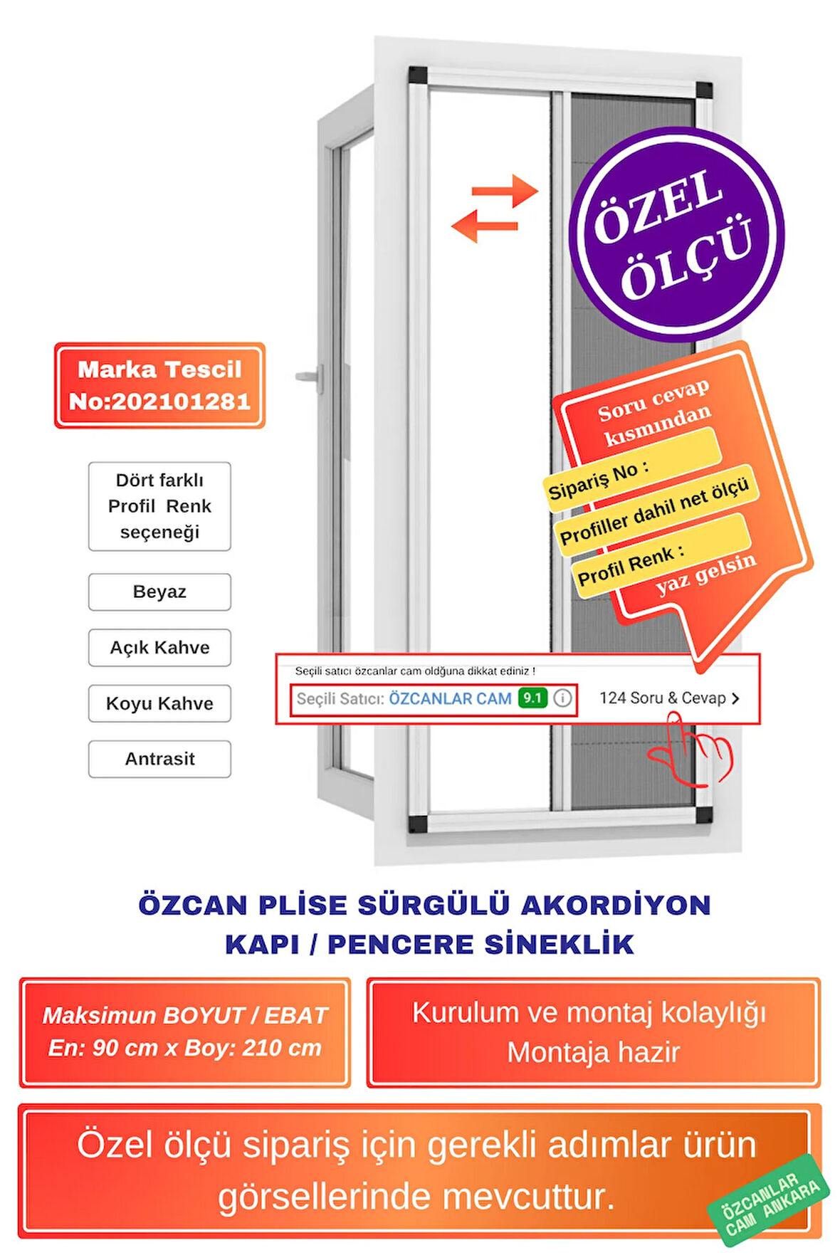 0-90x0-210 Plise Sürgülü Sineklik Yaz Fırsatı! 🚪 Akordiyon Model Ahşap Çelik Pimapen Kapı