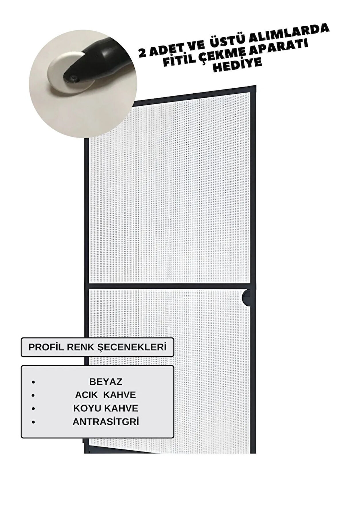 [100cm X 220 Cm ] Menteşeli Fiber Glass Kapı Pencere Sinekliği 17 X 25 Demonte Ürün