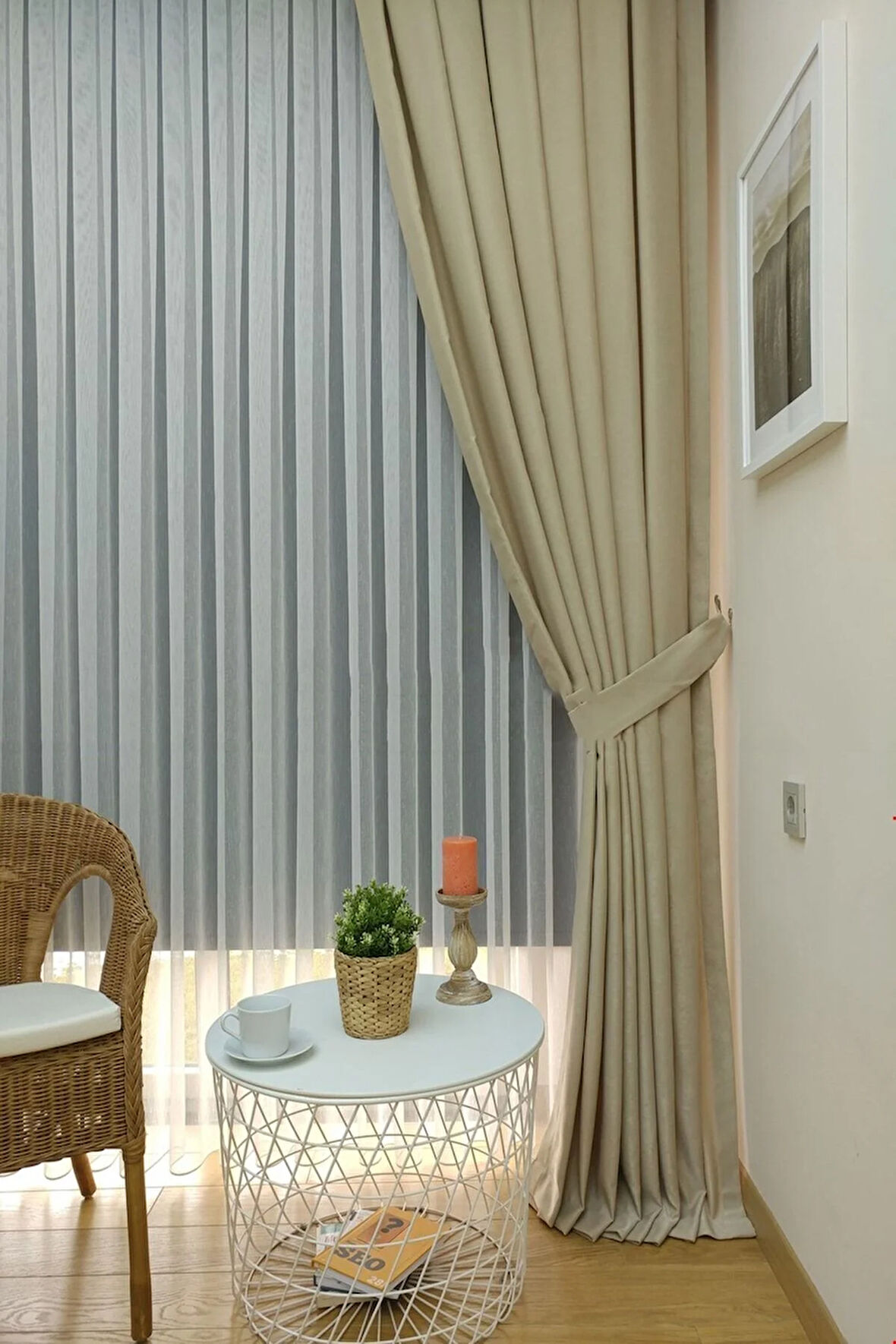 Fon Kumaş Perde Toprak Renk Kadifemsi Yumuşak Soft Kanat Yan Perde 1e 3 Dökümlü Pile