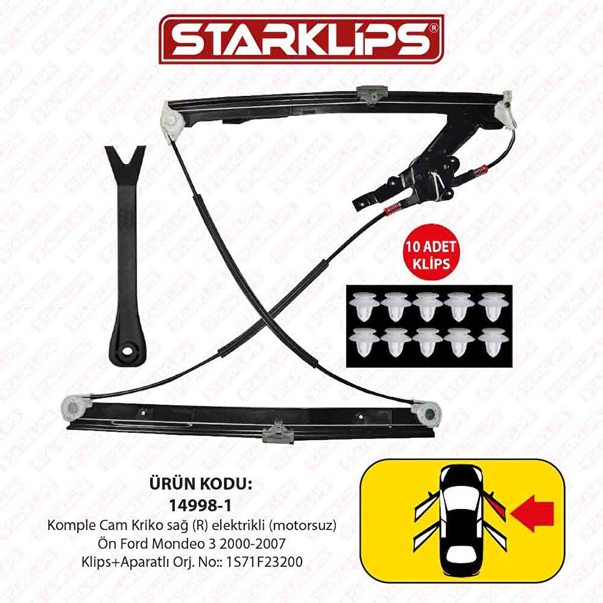 Ford Mondeo 3 2000-2007 Sağ Ön  Cam Kriko Kızaklı (1S71F23200)