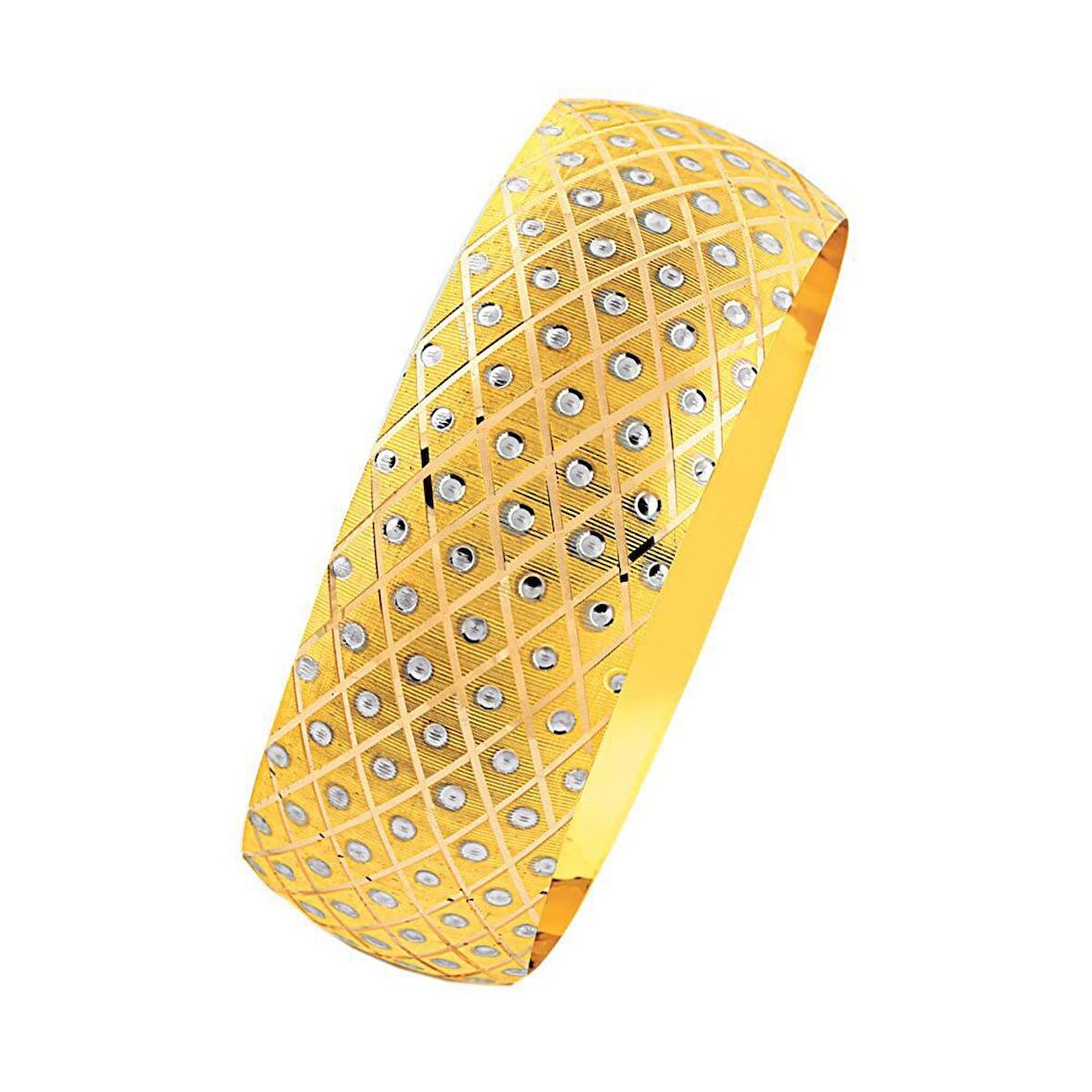 Bilezikhane 14 Ayar Altın Mega Bilezik 25.00 Gram Baklava Noktalı Model