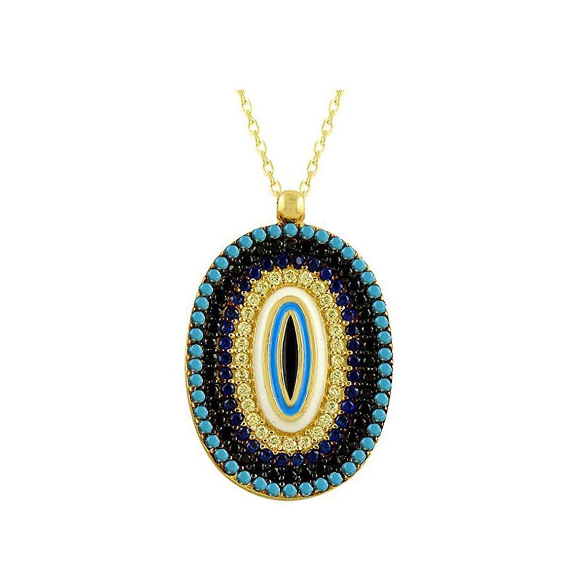 Bilezikhane Göz Kolye Oval 3.64 Gram 14 Ayar Altın
