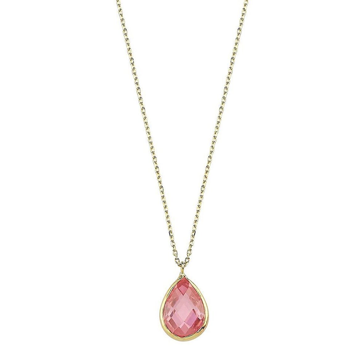 Bilezikhane 14 Ayar Altın Kolye Pembe Taşlı 1.10 Gram