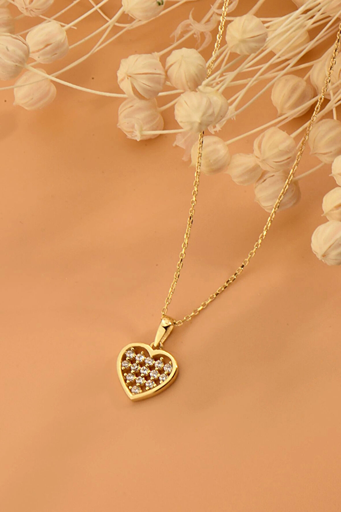 14 Ayar Kalp Altın Kolye