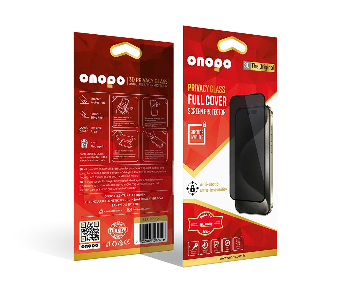onopo İphone 14 Pro Max Uyumlu Tam Kaplayan Anti Static Ultra Görünmezlik 3D Premium Cam Ekran Koruyucu
