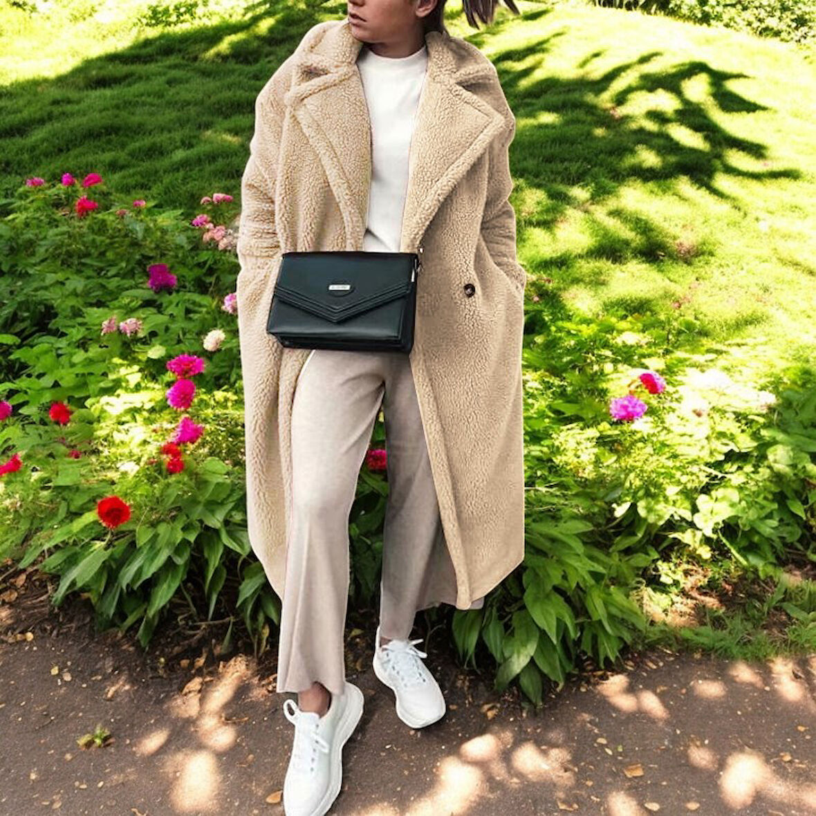 Kışlık Düğmeli Tasarım Peluş Ceket