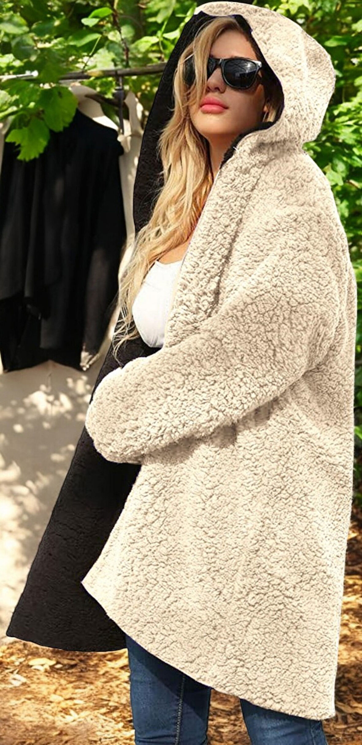 Çift Taraflı Şık Peluş Ceket