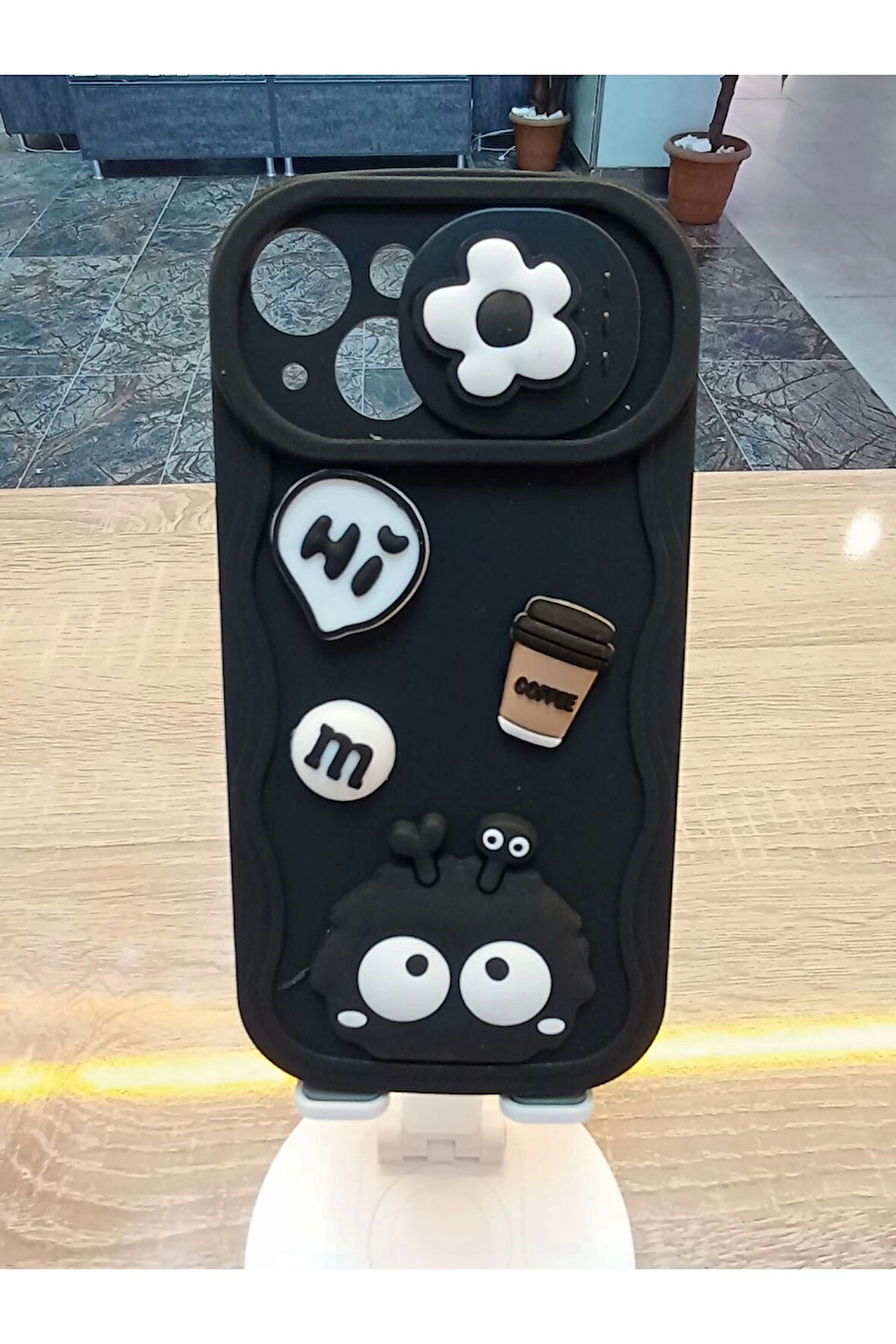 İPhone 14 Uyumlu Kamera Bölümü Kapanabilir Sürgülü Coffee Kılıf Darbe Korumalı Kapak