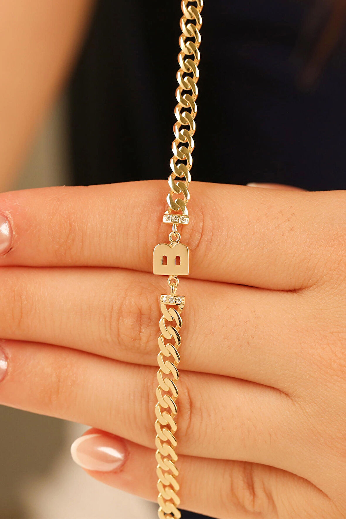 14 Ayar İnce Gurmet Harf Kadın Altın Bileklik