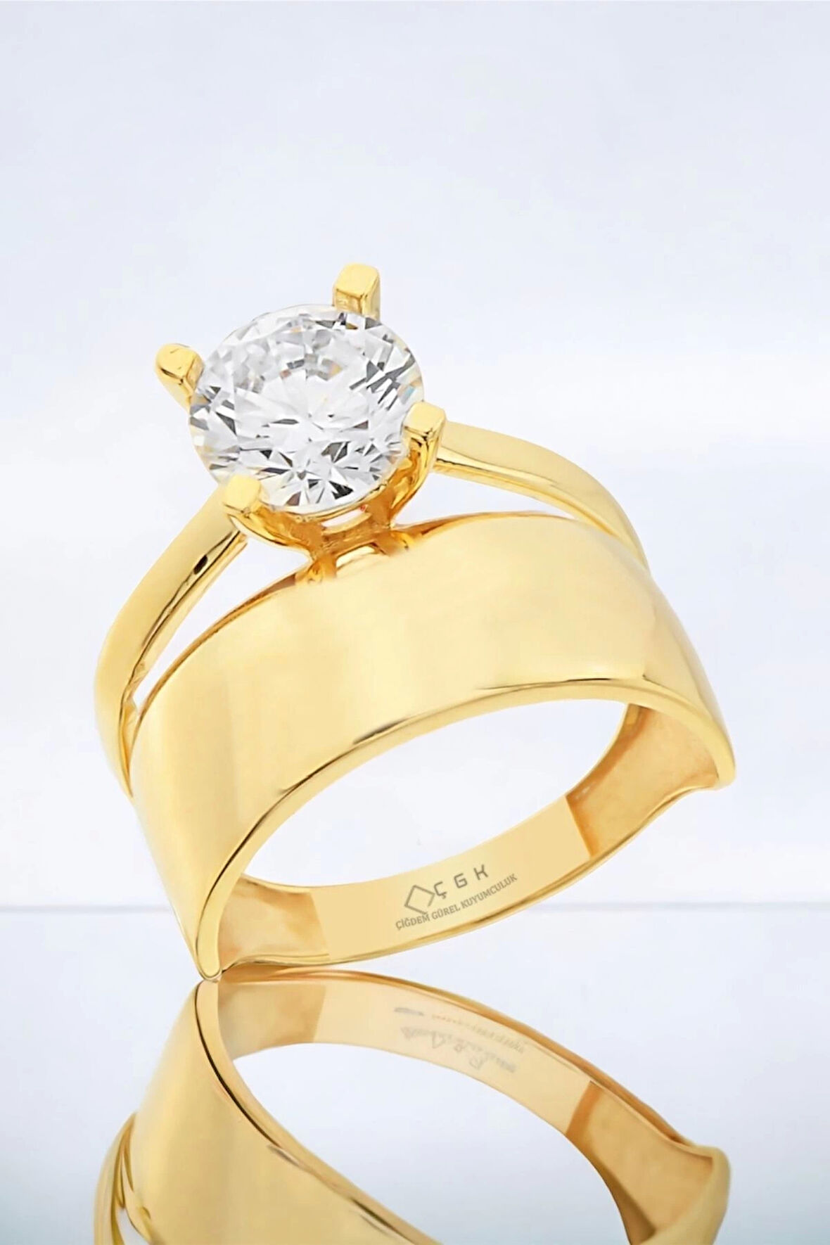14 Ayar Tektaş Alyans Altın Yüzük