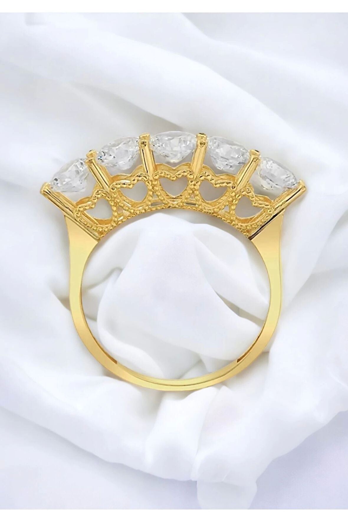 Kadın Kalpli Altın Beştaş Yüzük 14yeni0127