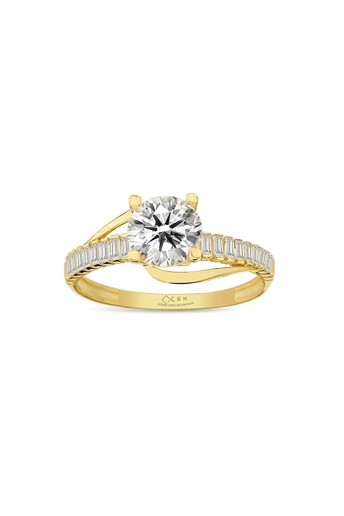 Sevgililer Günü Altın Tektaş Yüzük 14yeni0131