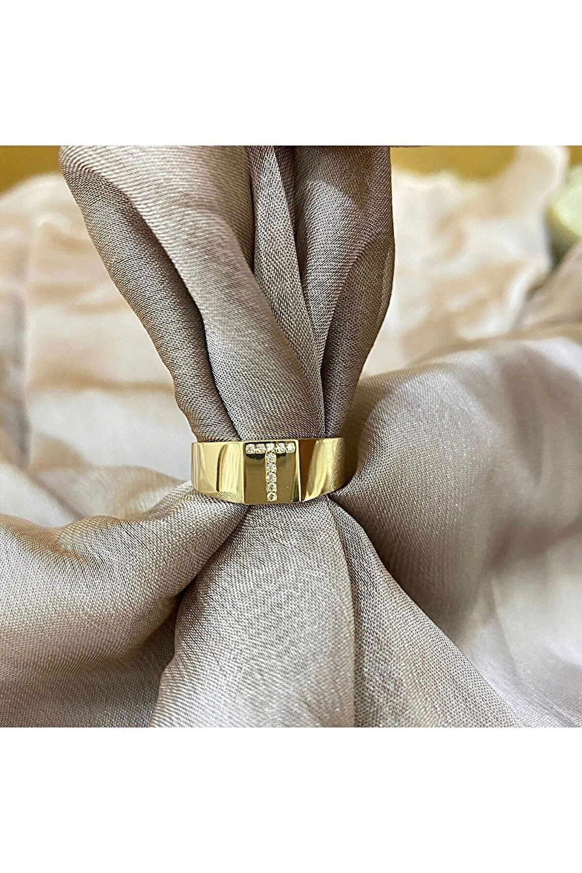 T Harf Altın Yüzük 14yeni0096