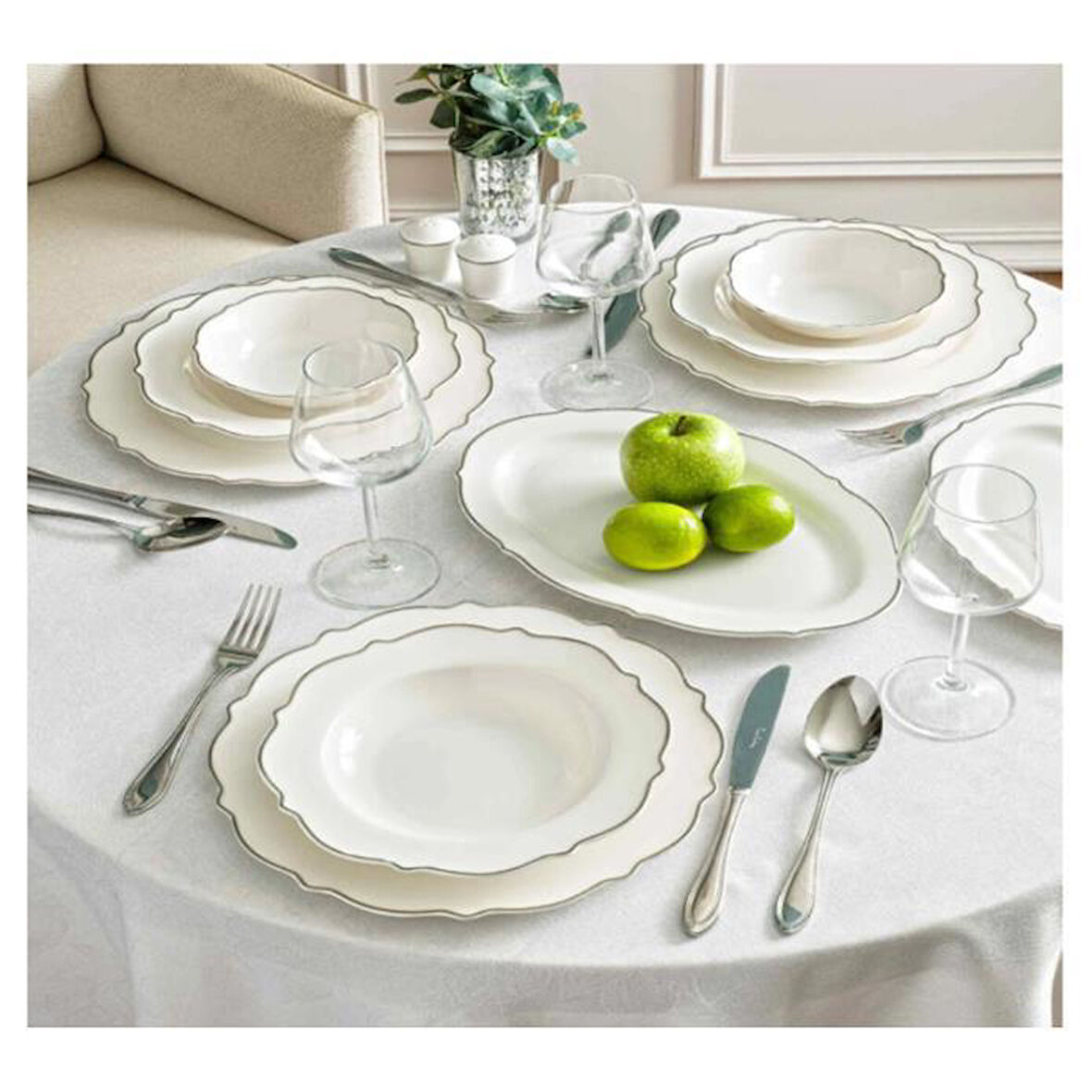 PierreCardin Darıa Sılver 58 Parça Yemek Takımı