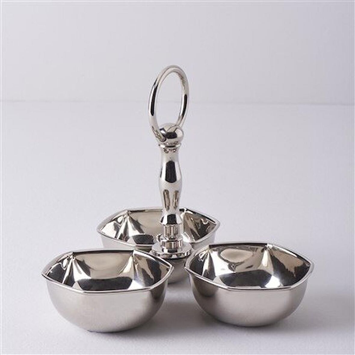 Linens Wawe 10x10x15 cm 3'lü Kase Gümüş