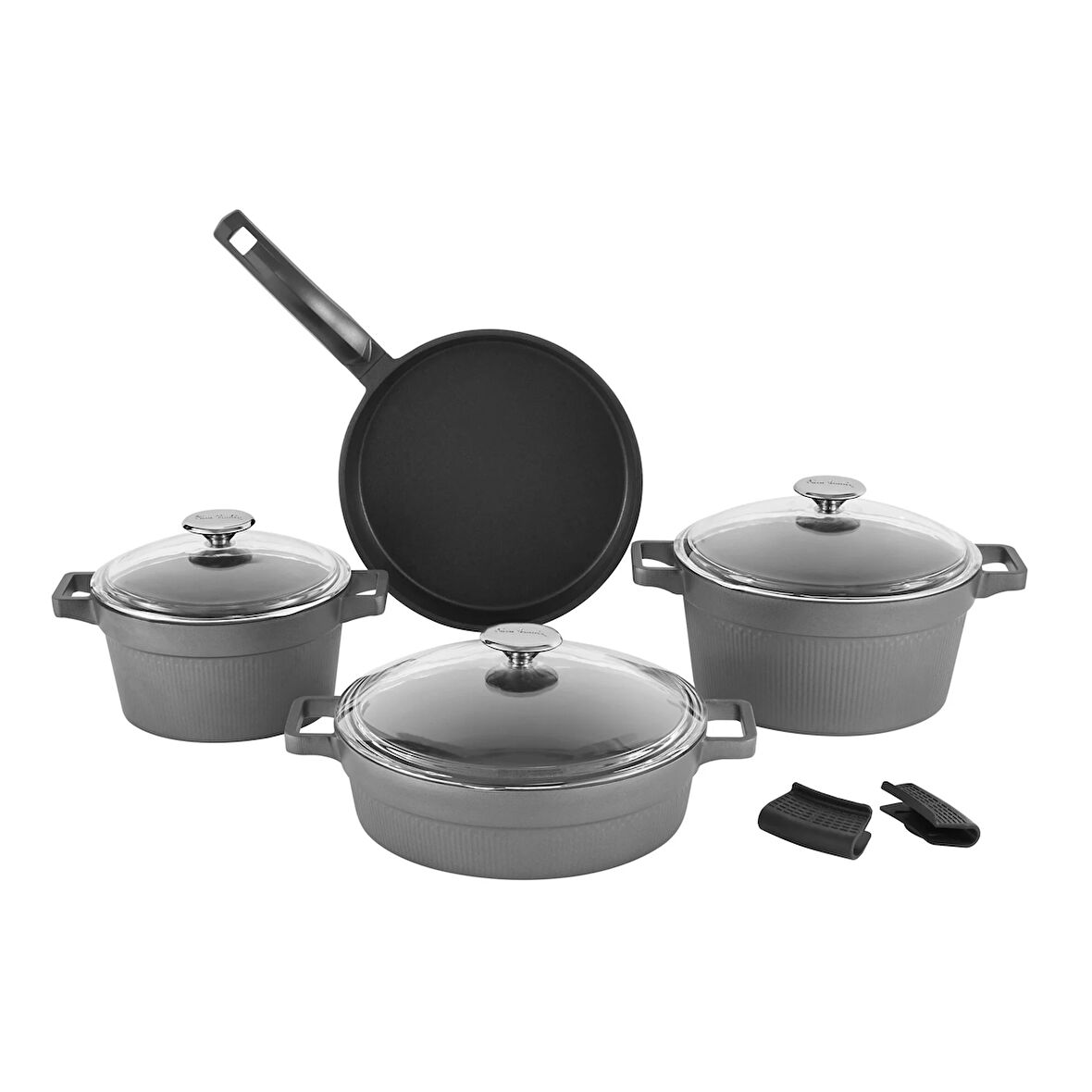 Pierre Cardin Ultra Graniks Gri 7 Parça Tencere Seti