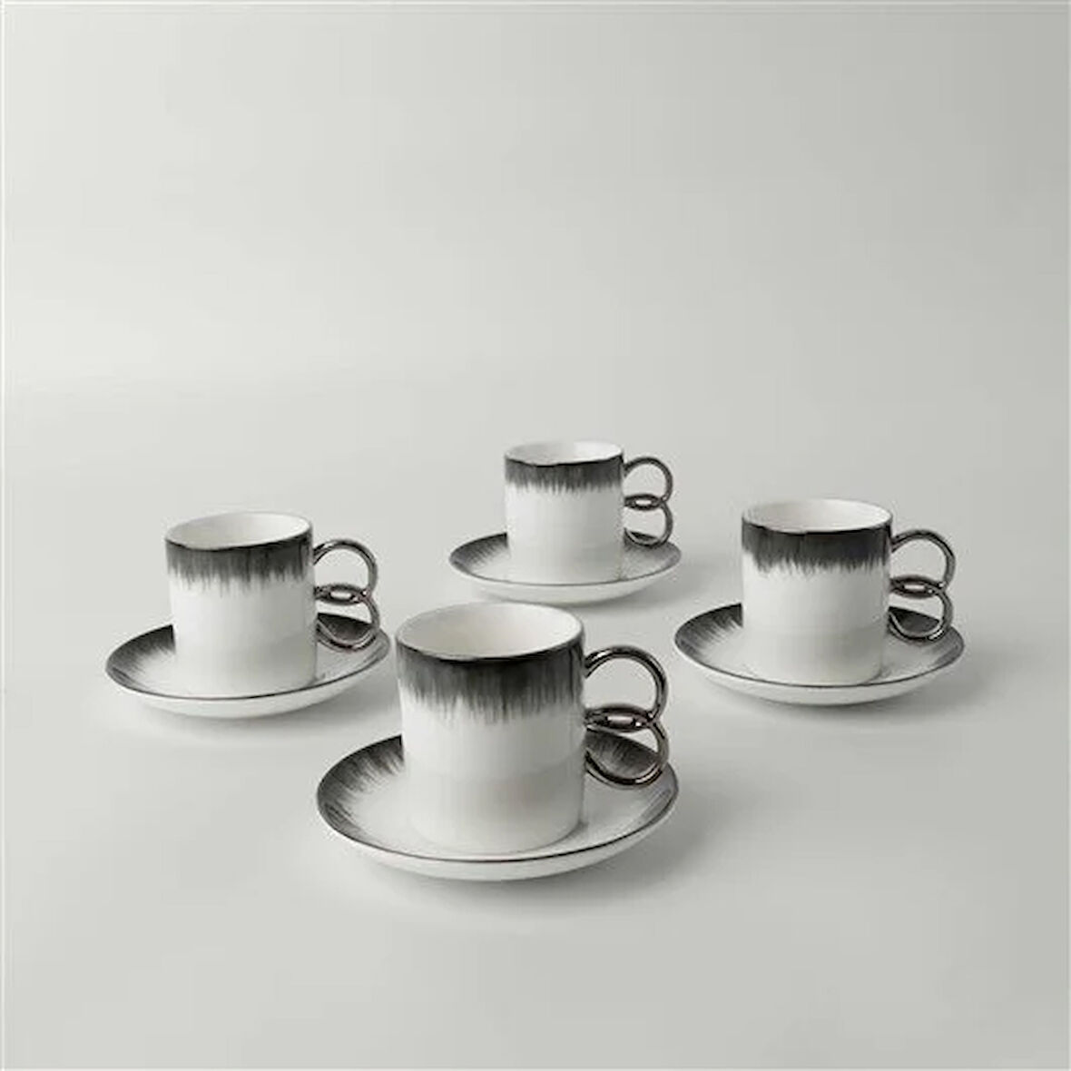 Linens Edith Porselen 4'lü 110 ml Kahve Fincan Takımı Antrasit