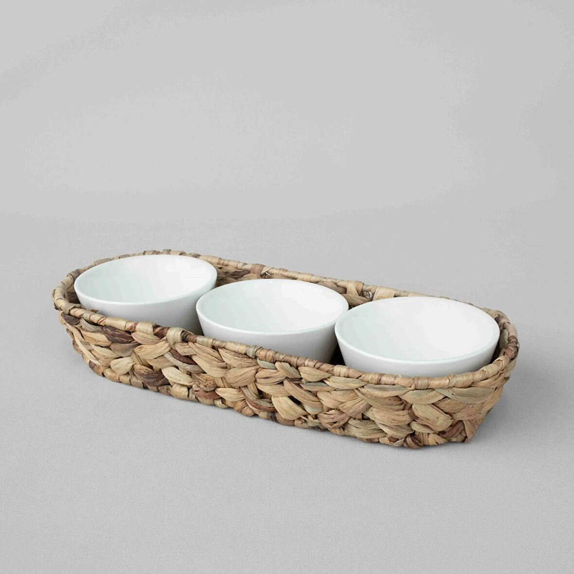 Linens Straw Porselen 3'lü 39x13,5x7 cm Sunum Kasesi